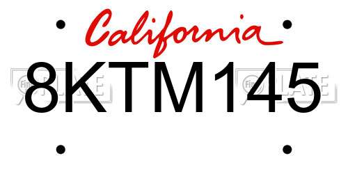 8KTM145 California License Plate