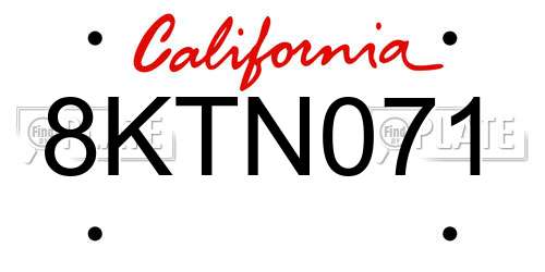 8KTN071 California License Plate