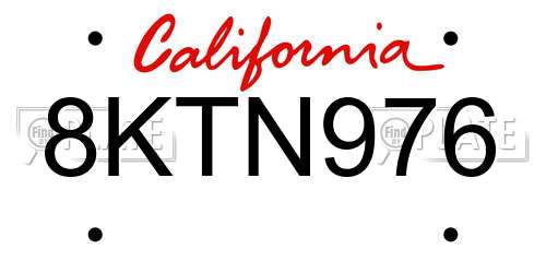 8KTN976 California License Plate