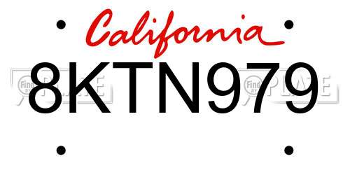 8KTN979 California License Plate