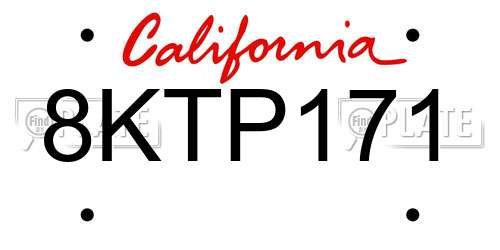 8KTP171 California License Plate