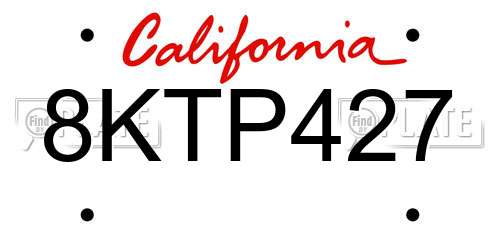 8KTP427 California License Plate