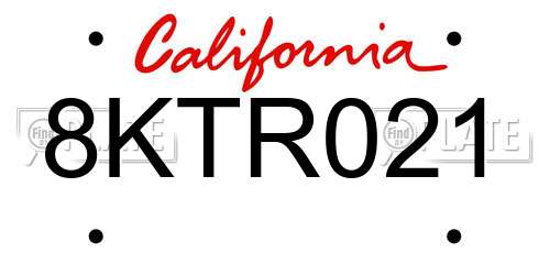 8KTR021 California License Plate
