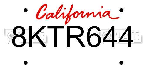 8KTR644 California License Plate