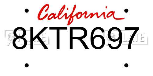 8KTR697 California License Plate