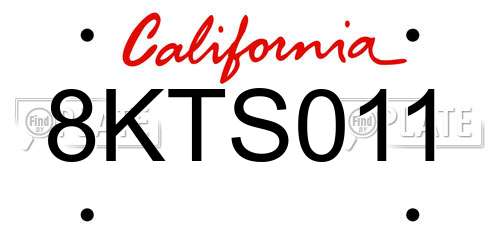 8KTS011 California License Plate
