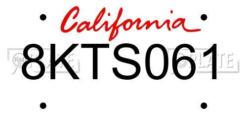 8KTS061 California License Plate