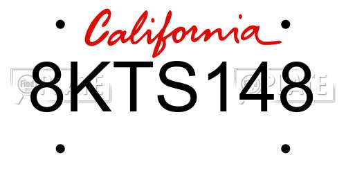 8KTS148 California License Plate