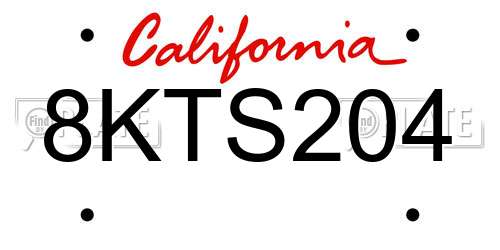 8KTS204 California License Plate