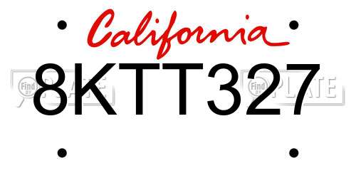 8KTT327 California License Plate