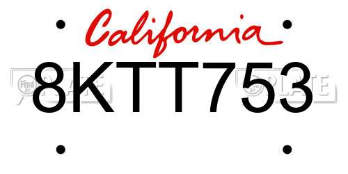 8KTT753 California License Plate