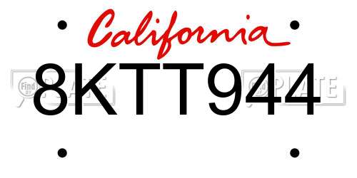 8KTT944 California License Plate