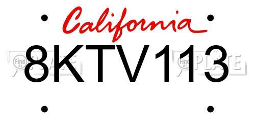 8KTV113 California License Plate