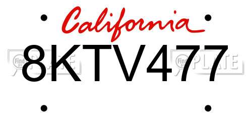 8KTV477 California License Plate
