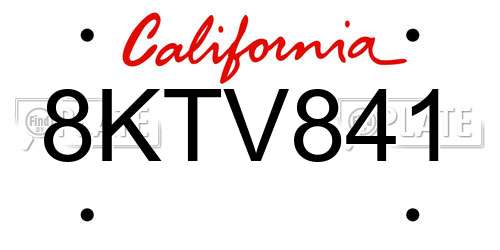 8KTV841 California License Plate