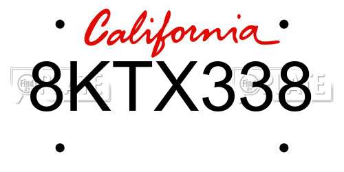 8KTX338 California License Plate