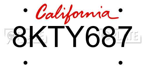 8KTY687 California License Plate