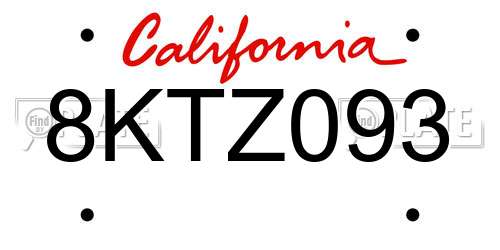 8KTZ093 California License Plate