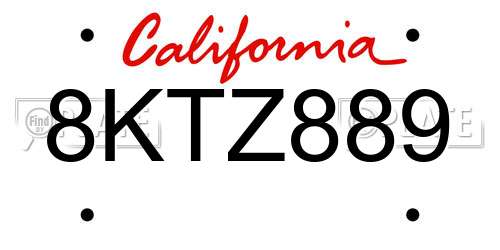 8KTZ889 California License Plate