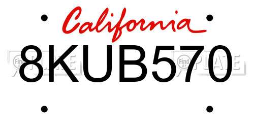 8KUB570 California License Plate