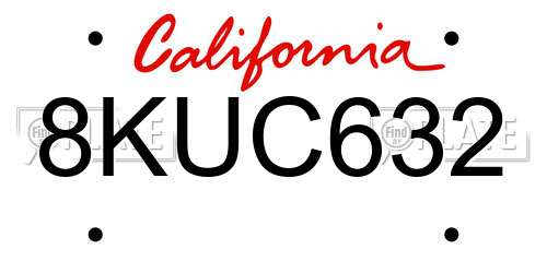8KUC632 California License Plate