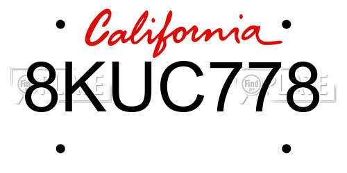 8KUC778 California License Plate