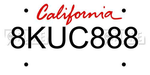 8KUC888 California License Plate
