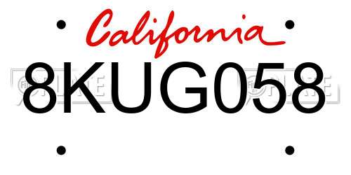 8KUG058 California License Plate