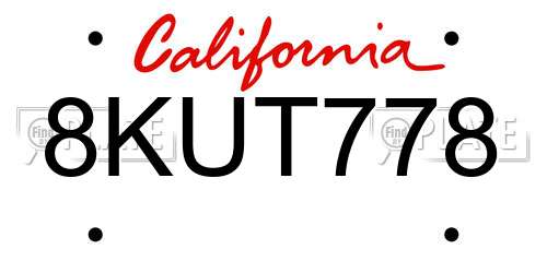 8KUT778 California License Plate