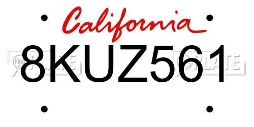 8KUZ561 California License Plate