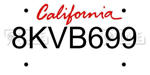 8KVB699 California License Plate