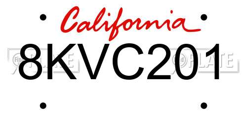 8KVC201 California License Plate