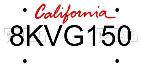 8KVG150 California License Plate