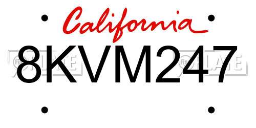 8KVM247 California License Plate