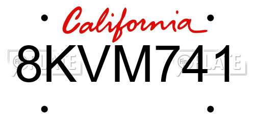 8KVM741 California License Plate