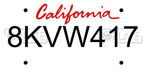 8KVW417 California License Plate