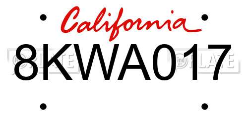 8KWA017 California License Plate