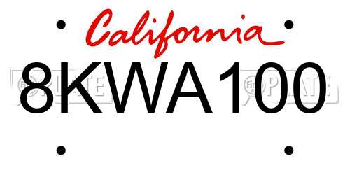 8KWA100 California License Plate