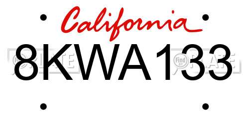 8KWA133 California License Plate