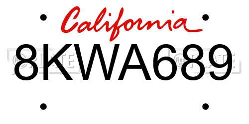 8KWA689 California License Plate