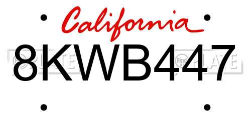 8KWB447 California License Plate