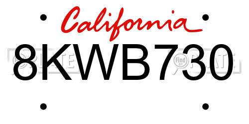 8KWB730 California License Plate