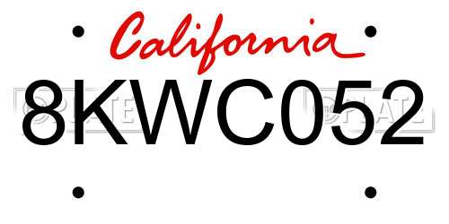 8KWC052 California License Plate