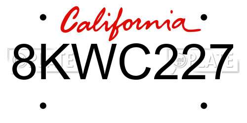 8KWC227 California License Plate