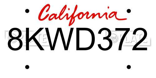 8KWD372 California License Plate