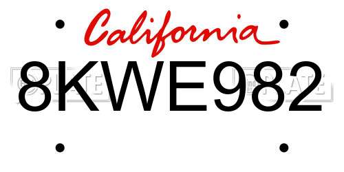 8KWE982 California License Plate