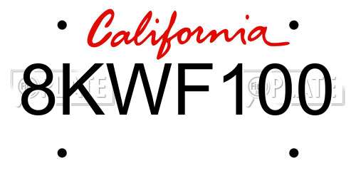8KWF100 California License Plate
