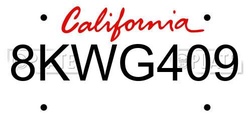 8KWG409 California License Plate