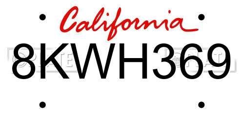 8KWH369 California License Plate