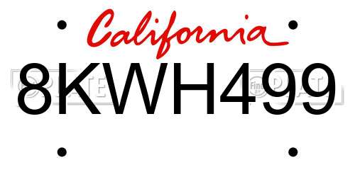 8KWH499 California License Plate